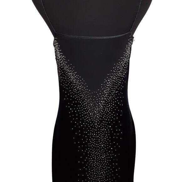 Vintage Y2K Velour Evening Gown Bodycon Beaded Floor Length Cutout Dress Sexy - Picture 6 of 12